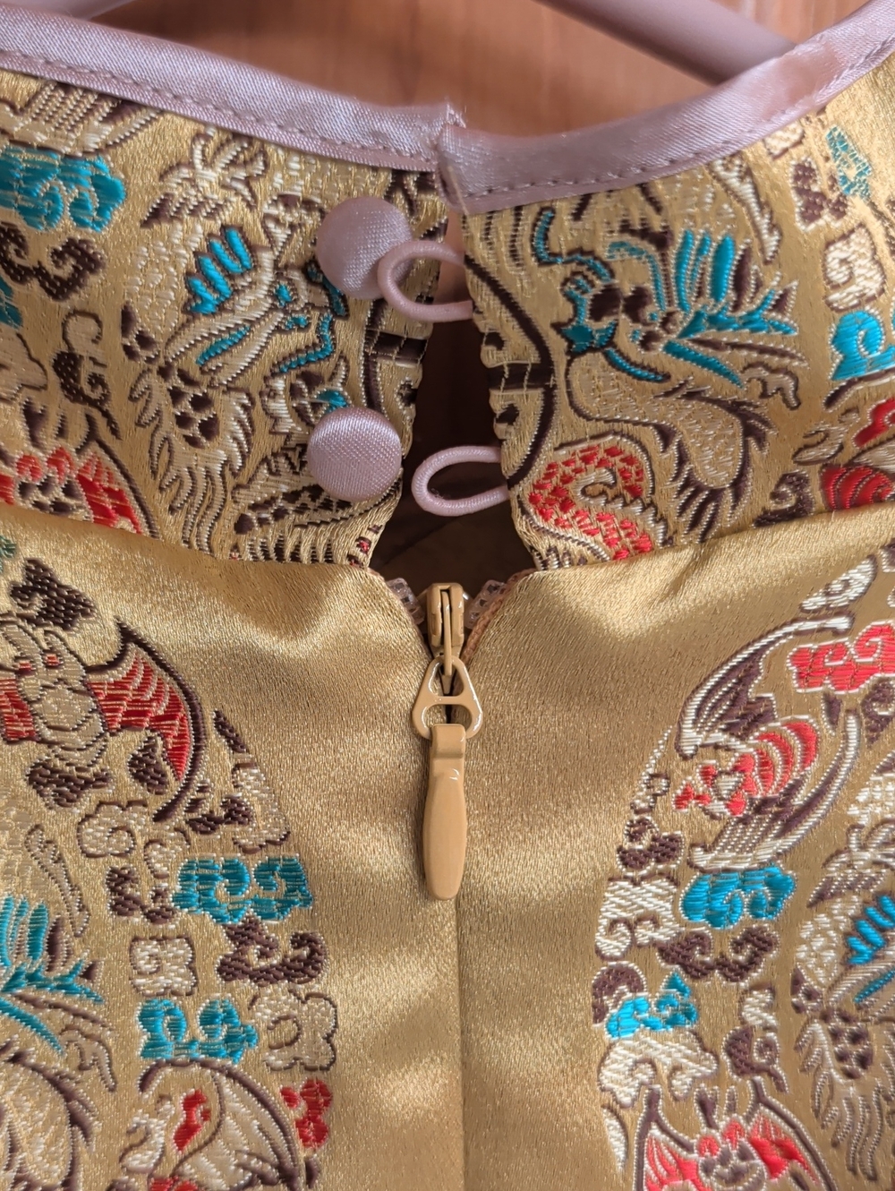 Original Nastygal Chinese Style Gold Brocade Dress Size Large - Picture 5 of 12